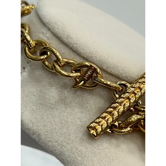 Vtg Monet Gold Tone Three Strand Chain & Bead Layered Statement Necklace 17" - Picture 6 of 7